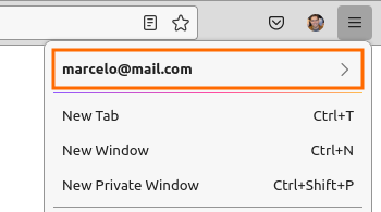 Menu showing Mozilla Account