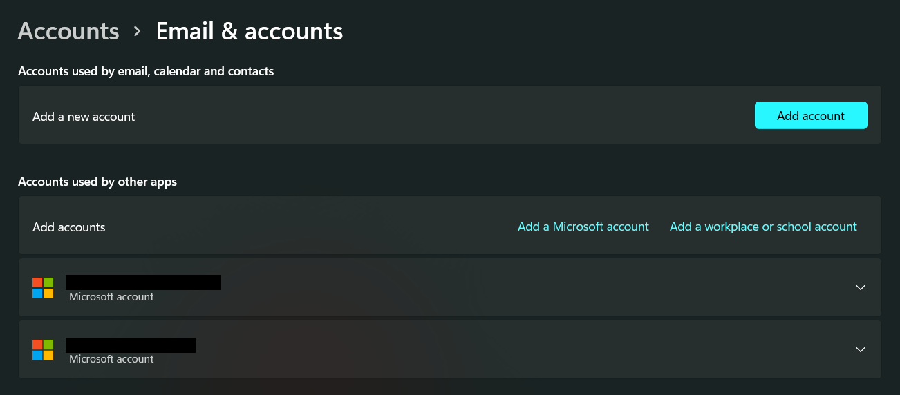 Windows 11 Email & Accounts